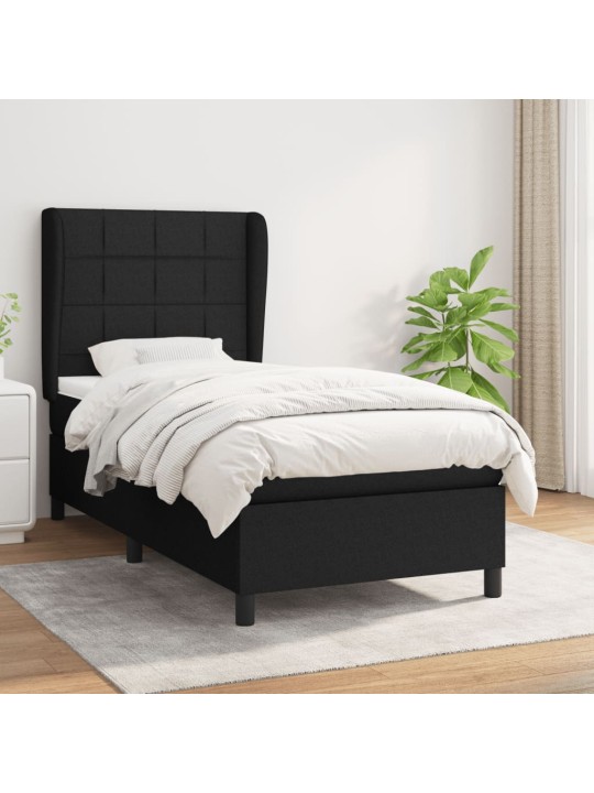 Box spring postel s matrací černá 100 x 200 cm textil