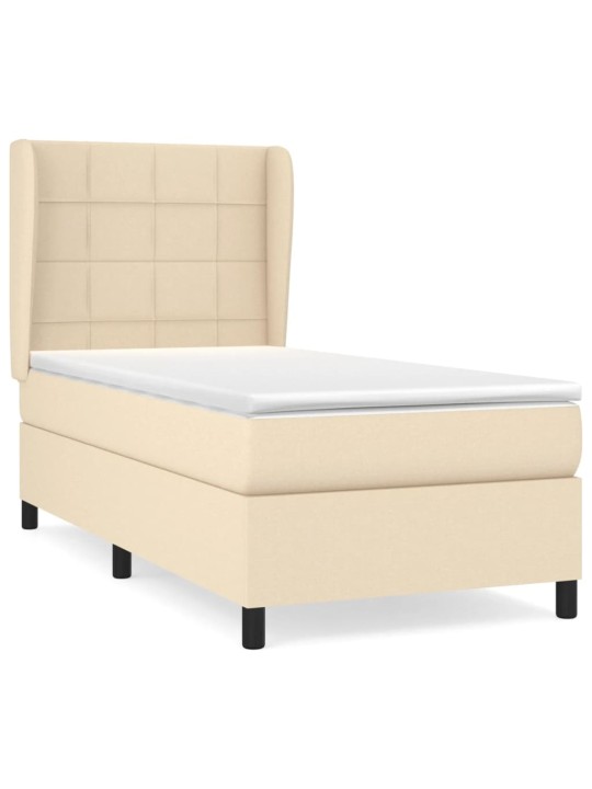 Box spring postel s matrací krémová 100 x 200 cm textil