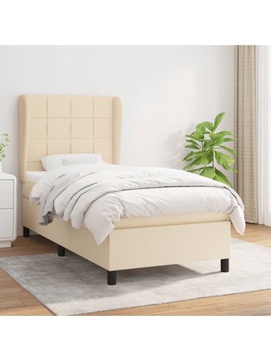 Box spring postel s matrací krémová 100 x 200 cm textil