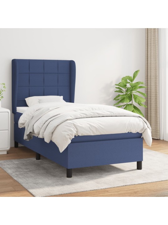 Box spring postel s matrací modrá 100 x 200 cm textil
