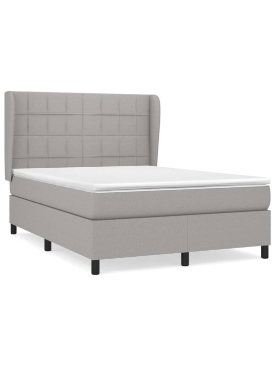 Box spring postel s matrací světle šedá 140 x 190 cm textil