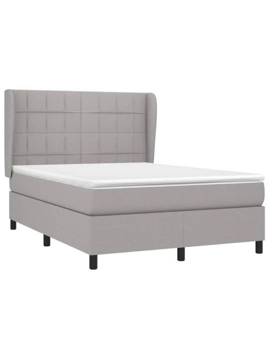 Box spring postel s matrací světle šedá 140 x 190 cm textil