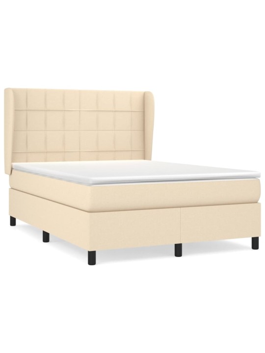 Box spring postel s matrací krémová 140x200 cm textil