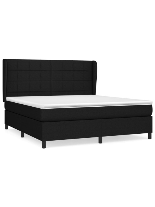 Box spring postel s matrací černá 160x200 cm textil