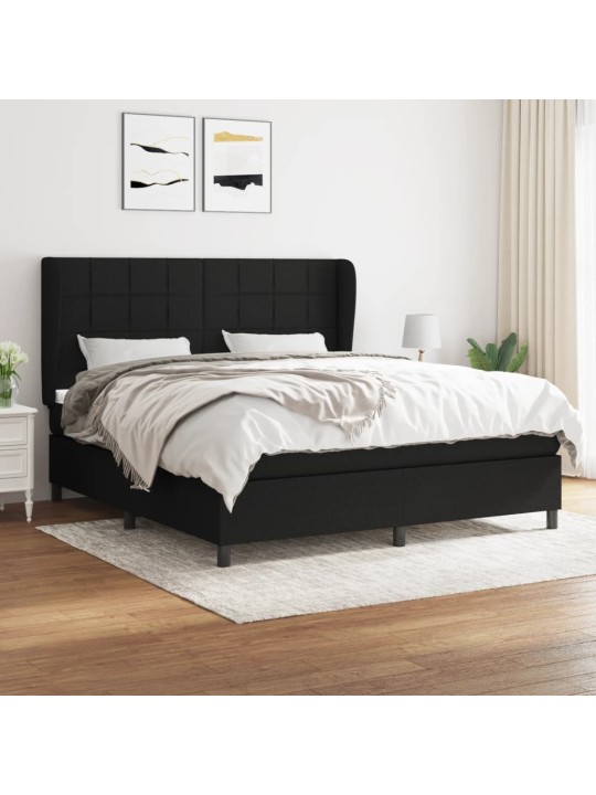 Box spring postel s matrací černá 160x200 cm textil