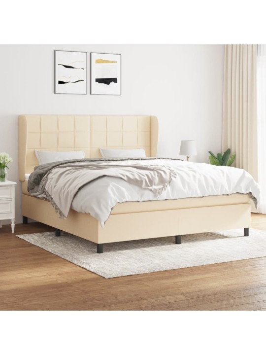 Box spring postel s matrací krémová 160x200 cm textil