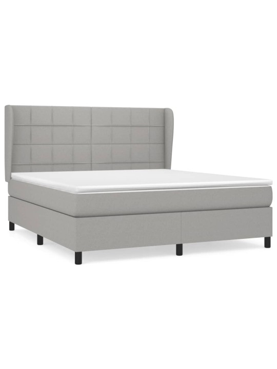 Box spring postel s matrací světle šedá 180 x 200 cm textil
