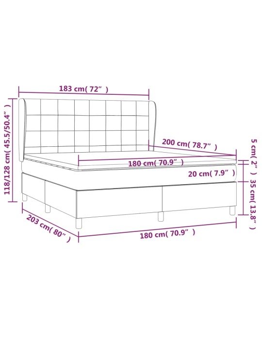 Box spring postel s matrací tmavě šedá 180x200 cm textil