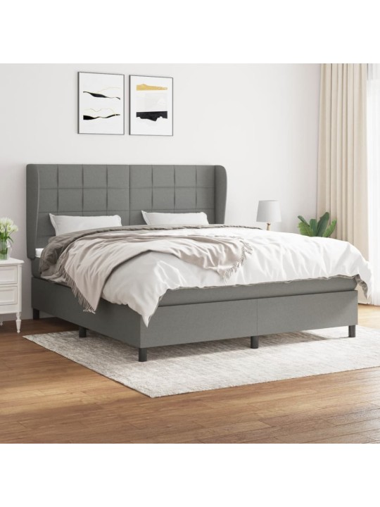 Box spring postel s matrací tmavě šedá 180x200 cm textil
