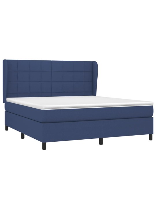Box spring postel s matrací modrá 180x200 cm textil