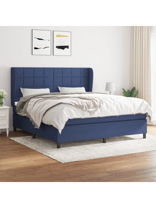 Box spring postel s matrací modrá 180x200 cm textil