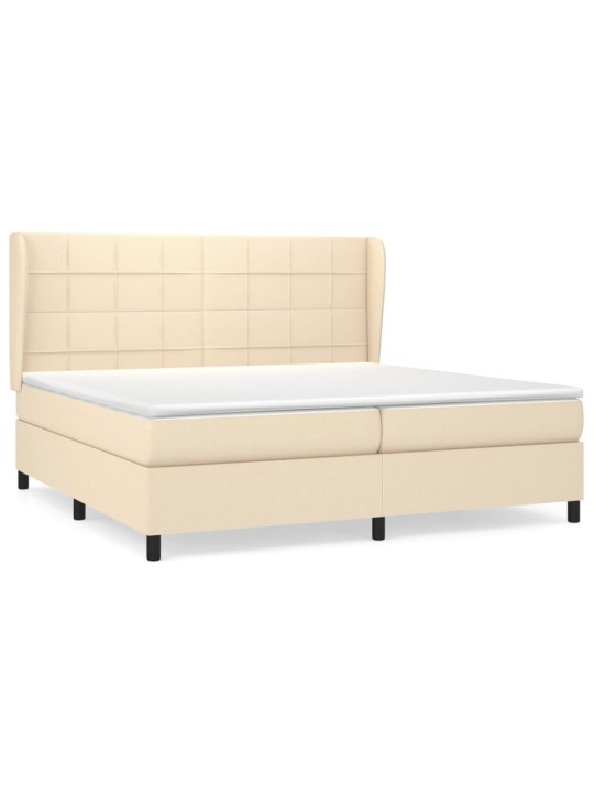 Box spring postel s matrací krémová 200x200 cm textil