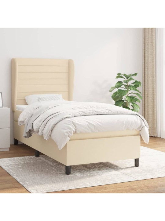 Box spring postel s matrací krémová 80 x 200 cm textil