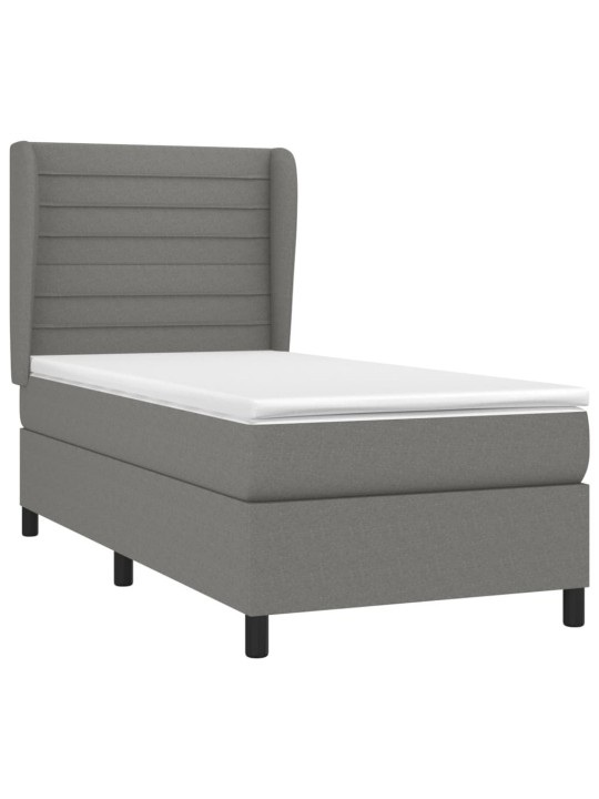 Box spring postel s matrací tmavě šedá 90x190 cm textil