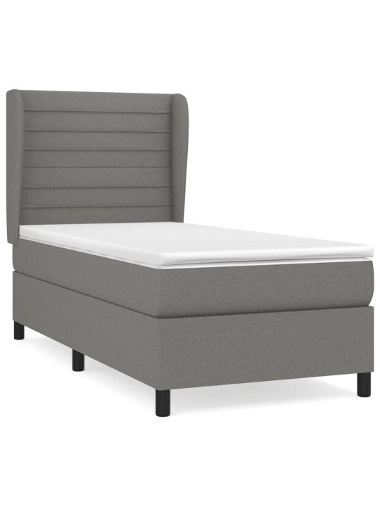 Box spring postel s matrací tmavě šedá 90x200 cm textil