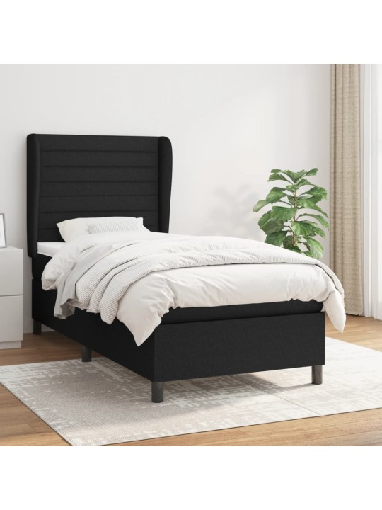 Box spring postel s matrací černá 90x200 cm textil
