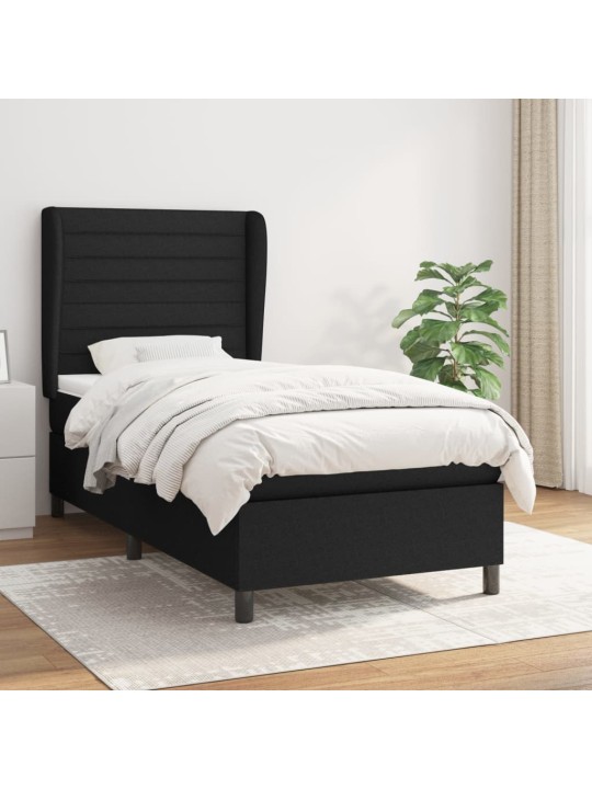 Box spring postel s matrací černá 100 x 200 cm textil
