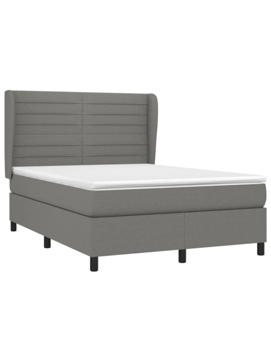 Box spring postel s matrací tmavě šedý 140 x 190 cm textil