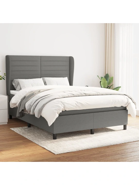 Box spring postel s matrací tmavě šedý 140 x 190 cm textil