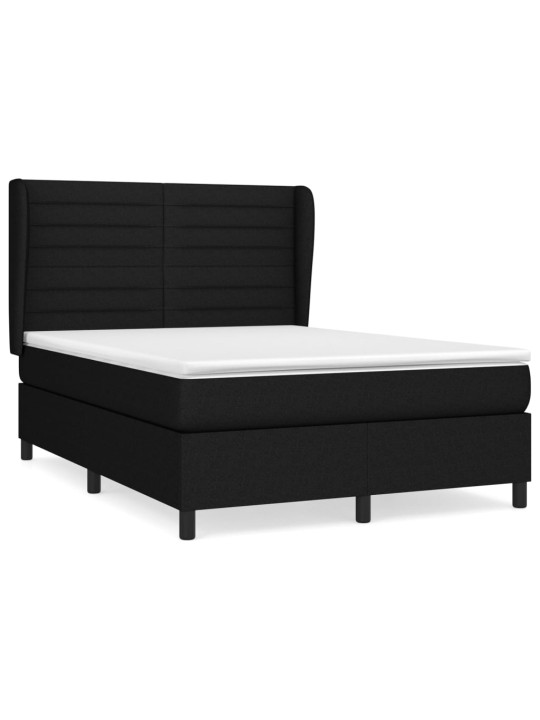 Box spring postel s matrací černá 140 x 190 cm textil
