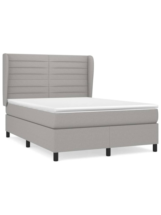 Box spring postel s matrací světle šedá 140 x 200 cm textil