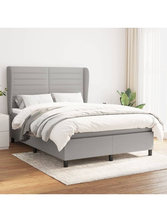 Box spring postel s matrací světle šedá 140 x 200 cm textil