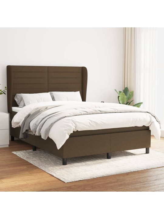 Box spring postel s matrací tmavě hnědá 140x200 cm textil