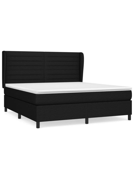 Box spring postel s matrací černá 160x200 cm textil