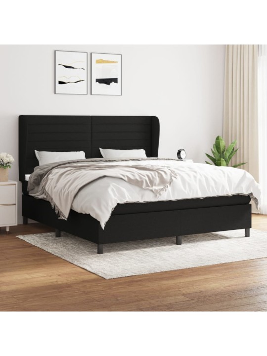 Box spring postel s matrací černá 160x200 cm textil