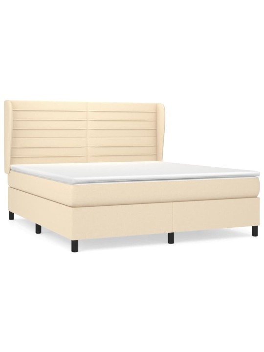 Box spring postel s matrací krémová 160x200 cm textil