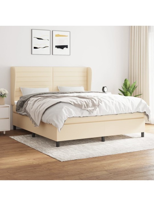 Box spring postel s matrací krémová 160x200 cm textil