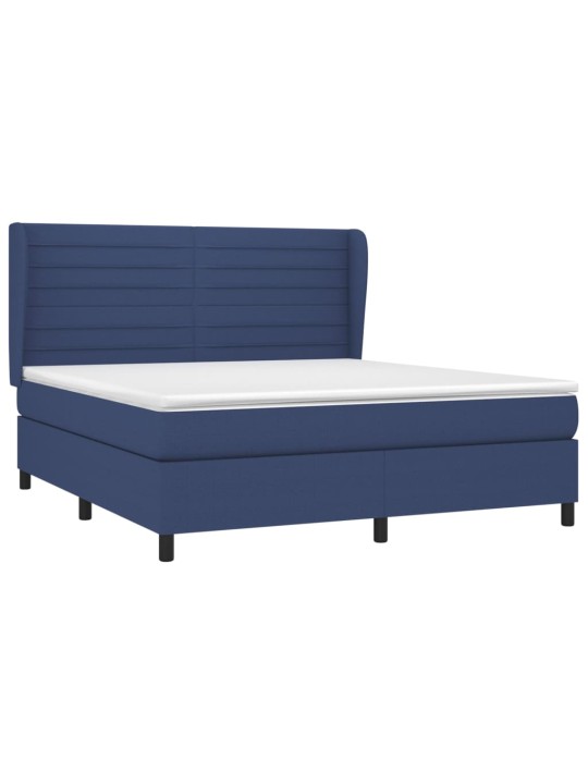 Box spring postel s matrací modrá 160x200 cm textil