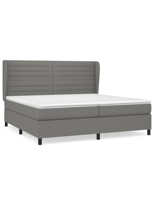 Box spring postel s matrací tmavě šedá 200x200 cm textil