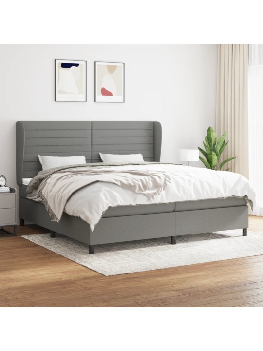 Box spring postel s matrací tmavě šedá 200x200 cm textil