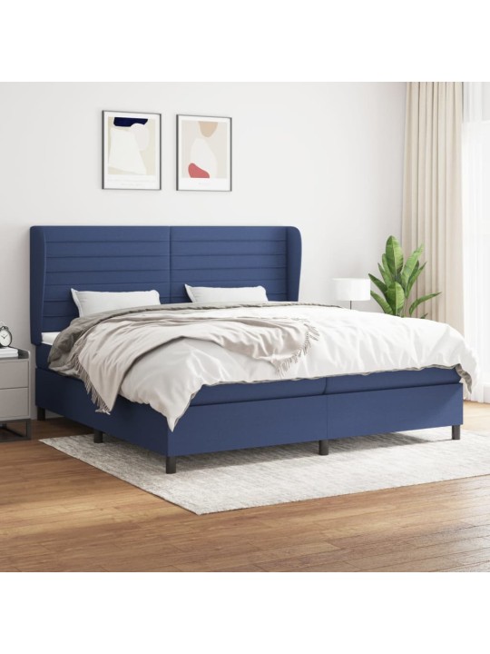 Box spring postel s matrací modrá 200x200 cm textil