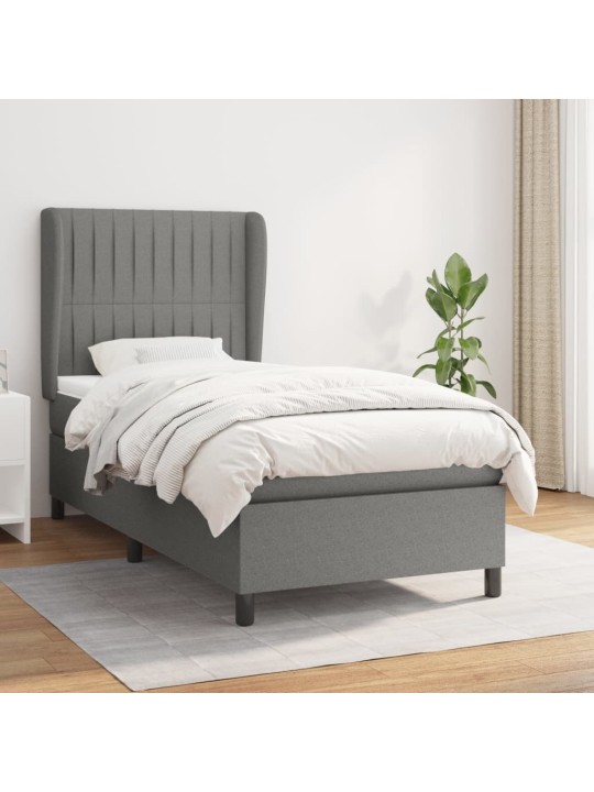 Box spring postel s matrací tmavě šedá 80 x 200 cm textil