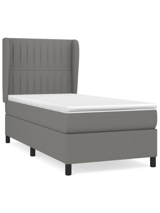 Box spring postel s matrací tmavě šedá 90x200 cm textil