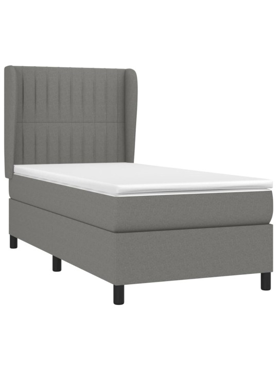 Box spring postel s matrací tmavě šedá 90x200 cm textil