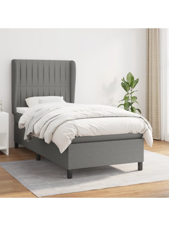 Box spring postel s matrací tmavě šedá 90x200 cm textil