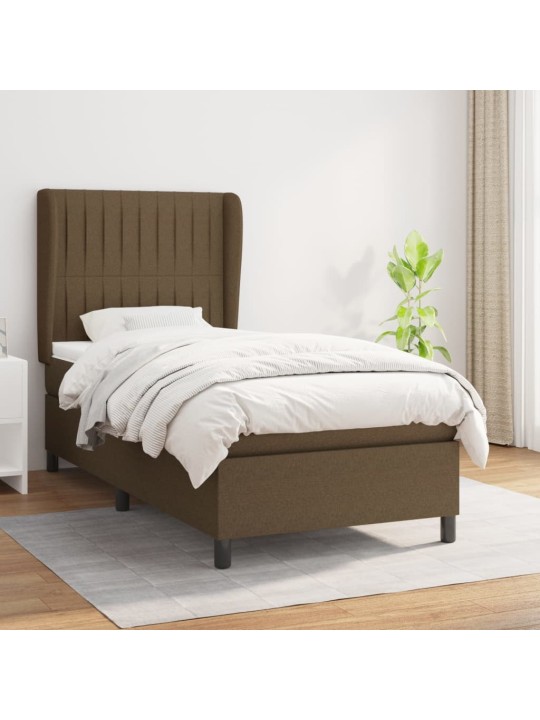 Box spring postel s matrací tmavě hnědá 90x200 cm textil