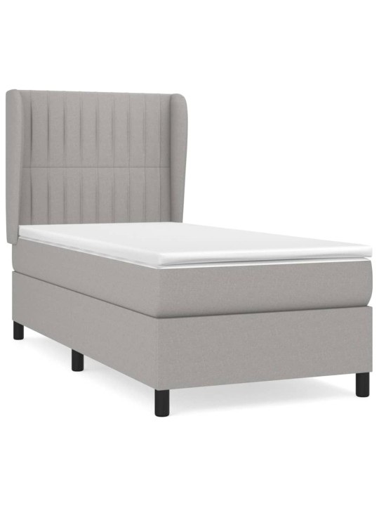 Box spring postel s matrací světle šedý 100 x 200 cm textil