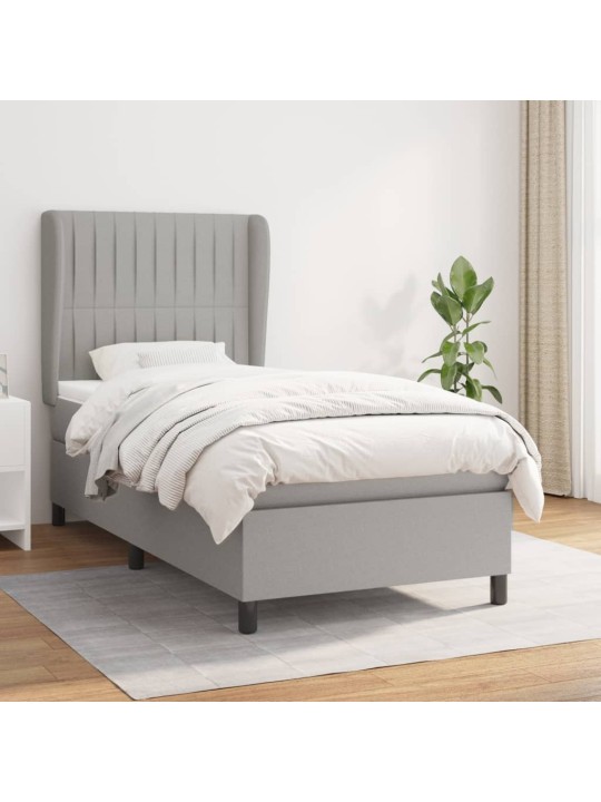 Box spring postel s matrací světle šedý 100 x 200 cm textil