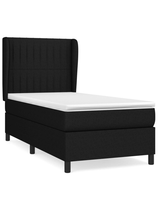 Box spring postel s matrací černá 100 x 200 cm textil
