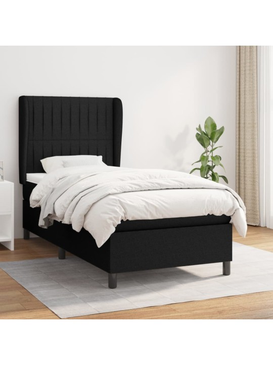 Box spring postel s matrací černá 100 x 200 cm textil