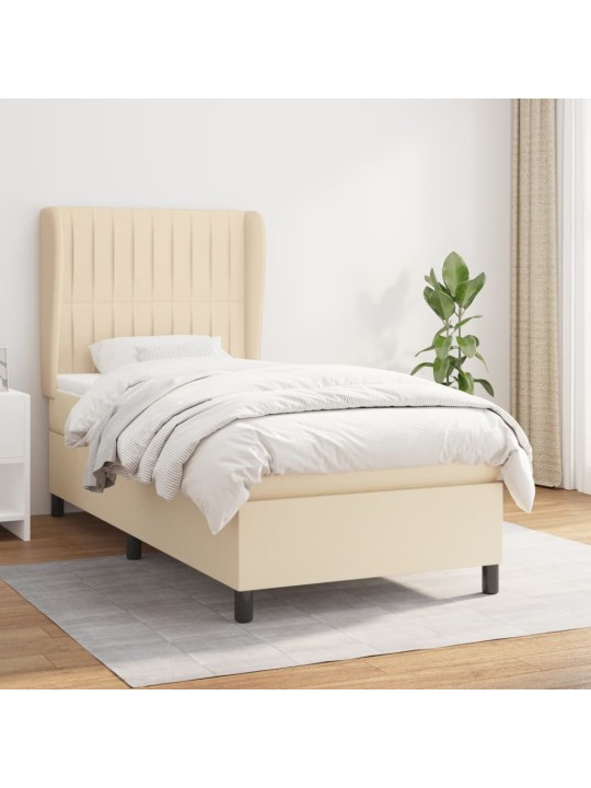 Box spring postel s matrací krémová 100 x 200 cm textil
