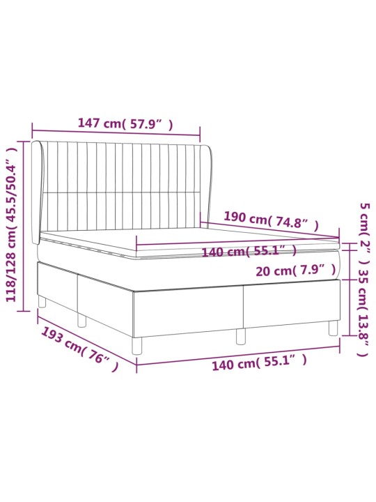 Box spring postel s matrací tmavě šedý 140 x 190 cm textil