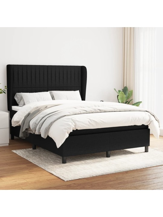 Box spring postel s matrací černá 140 x 190 cm textil