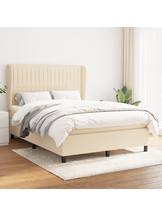 Box spring postel s matrací krémová 140x190 cm textil