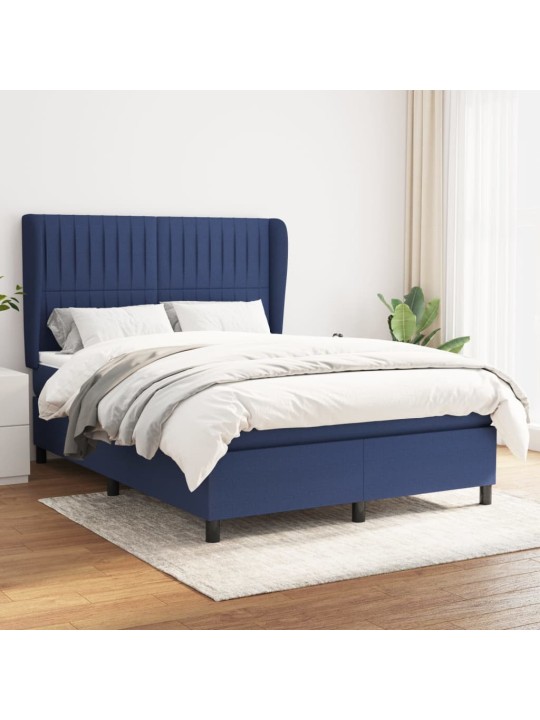 Box spring postel s matrací modrá 140x190 cm textil