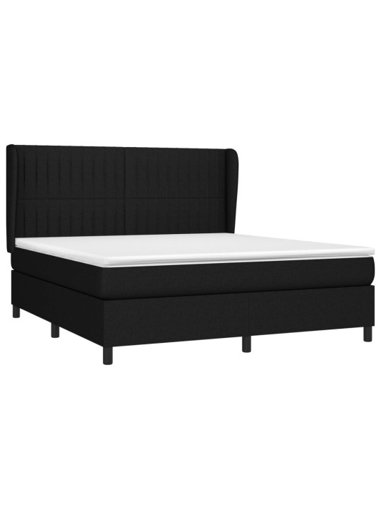 Box spring postel s matrací černá 160x200 cm textil